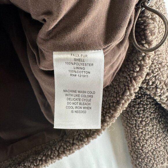 LNA Clothing Sweatshirt Womens L Faux Fur Sherpa 1/4 Zip Pullover Jumper Brown - Picture 8 of 11